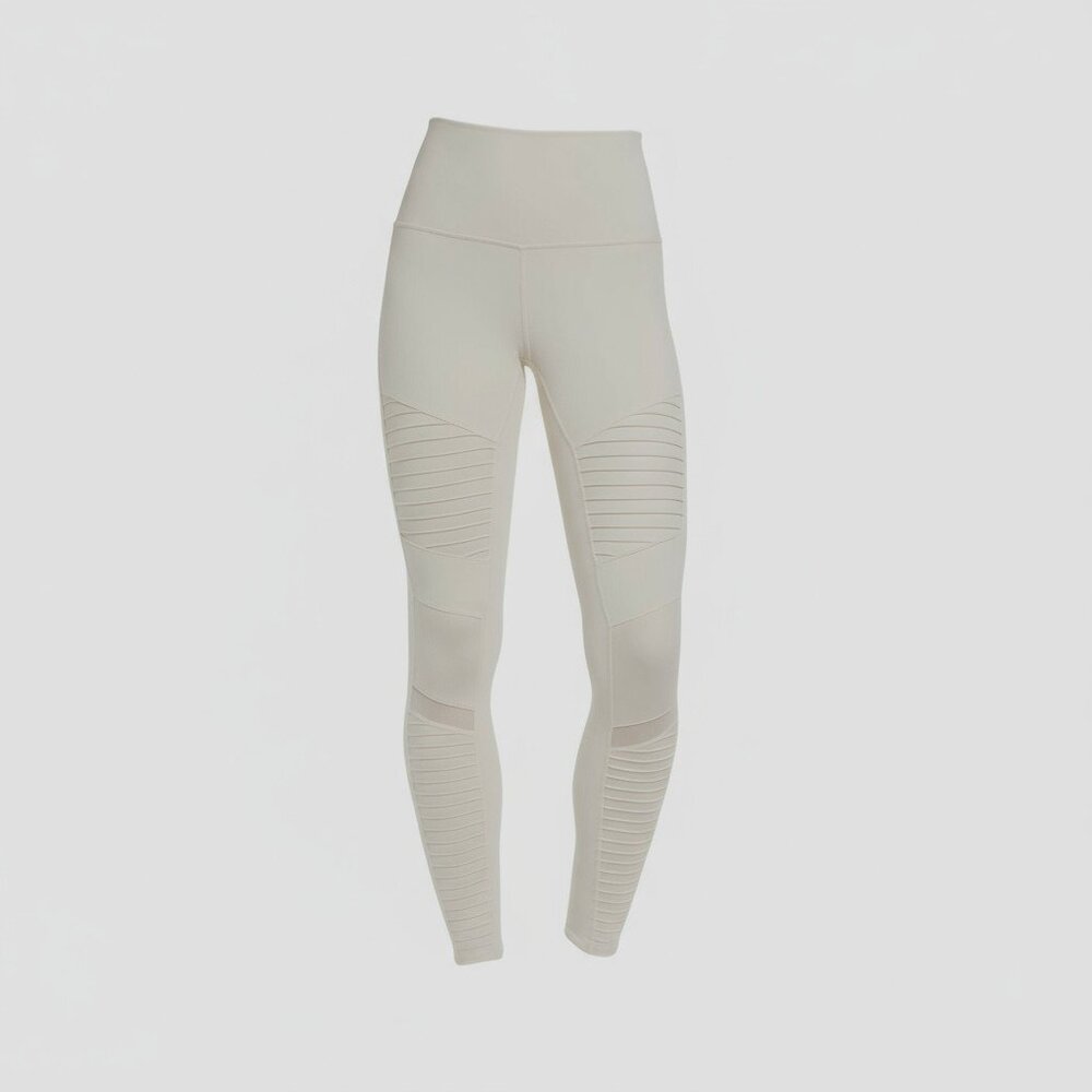 ALO Yoga High-Waist Moto Leggings Off-White 28" Size S